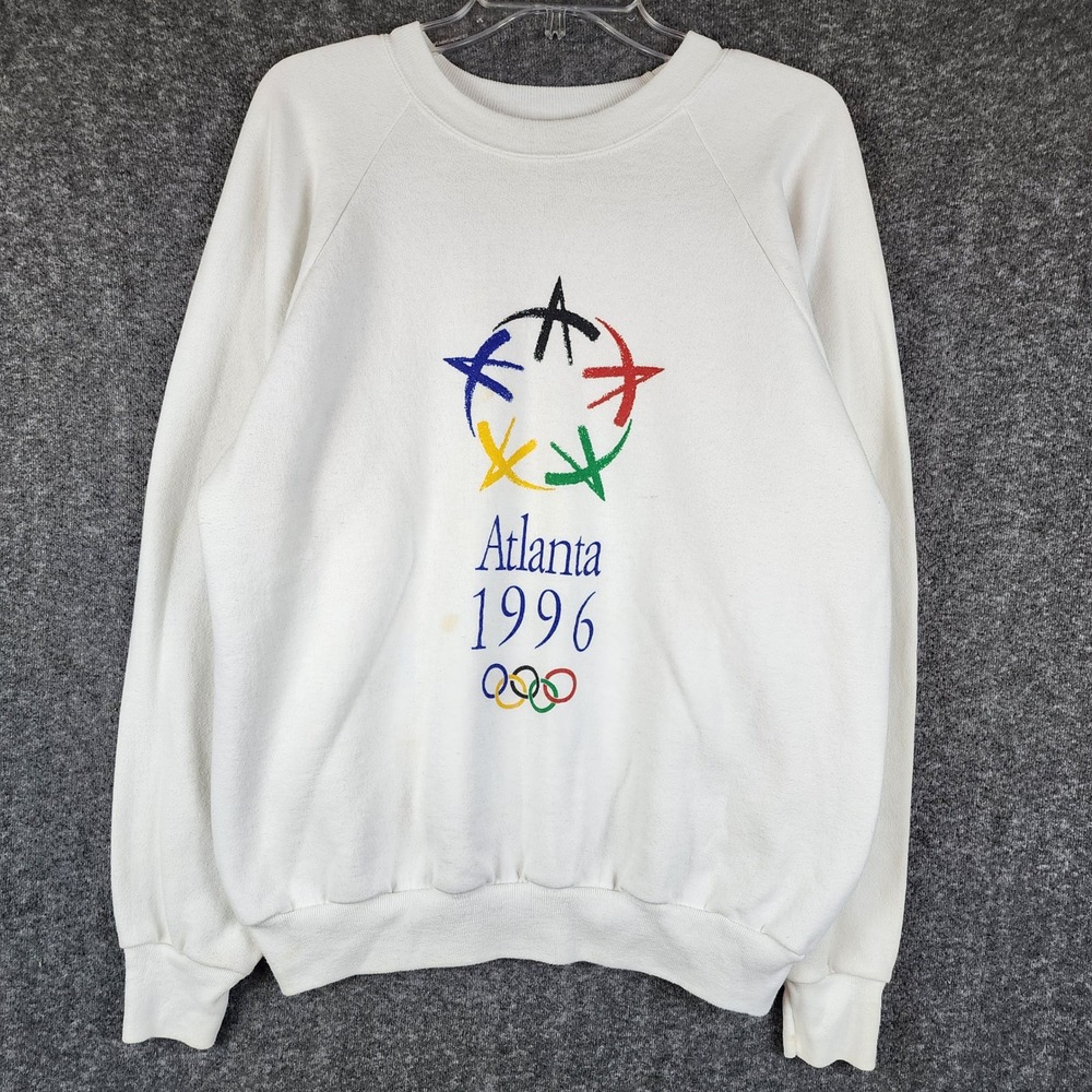 Atlanta 1996 Sweatshirt XL White Olympics Summer Games Oneita Power-Sweats GOOD